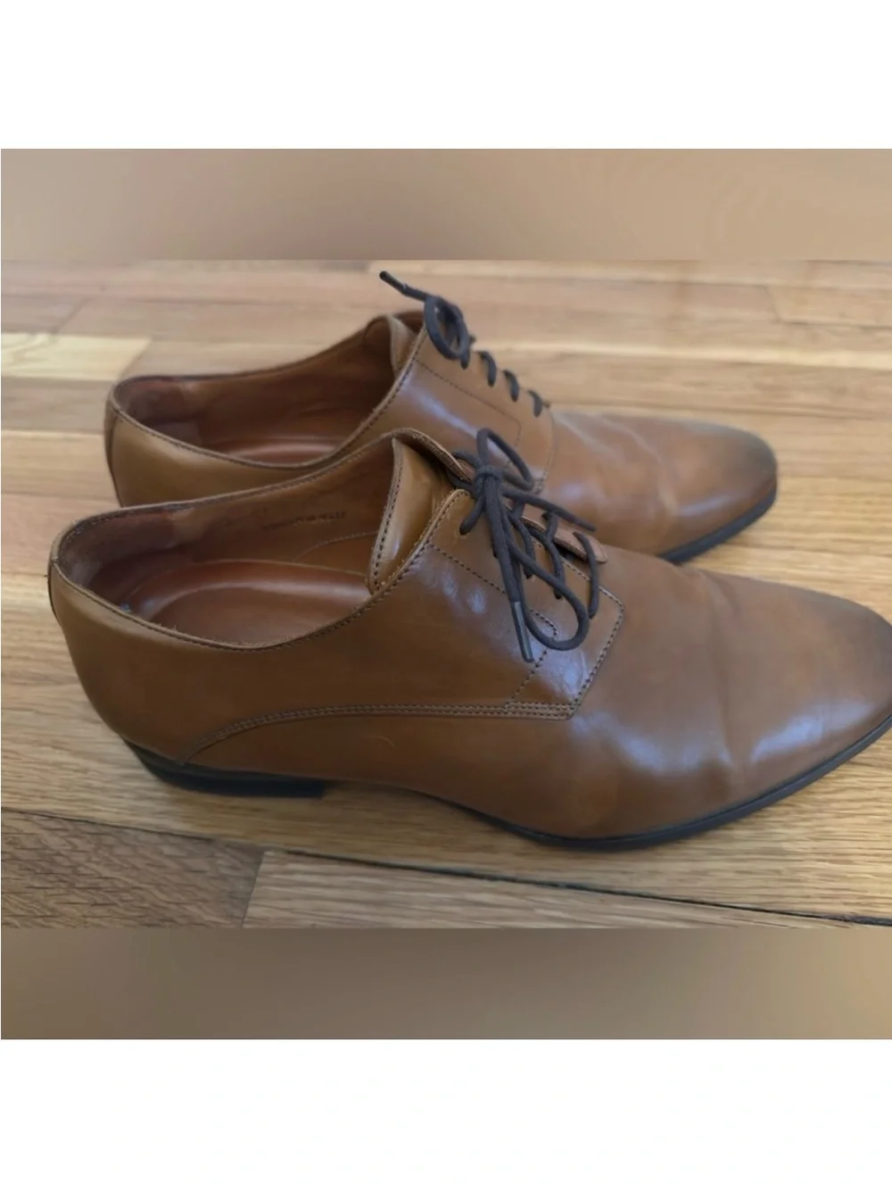 Wolf & Shepherd Men's Classic Tan Brown Leather Derby Lace-Up Shoes Sz 9.5